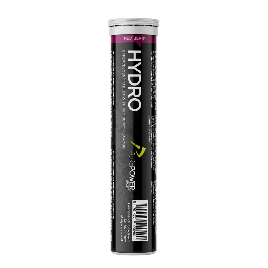 PurePower HydroTabs Elektrolyter – Smak av Röda Bär (1 rör med 20 tabletter)