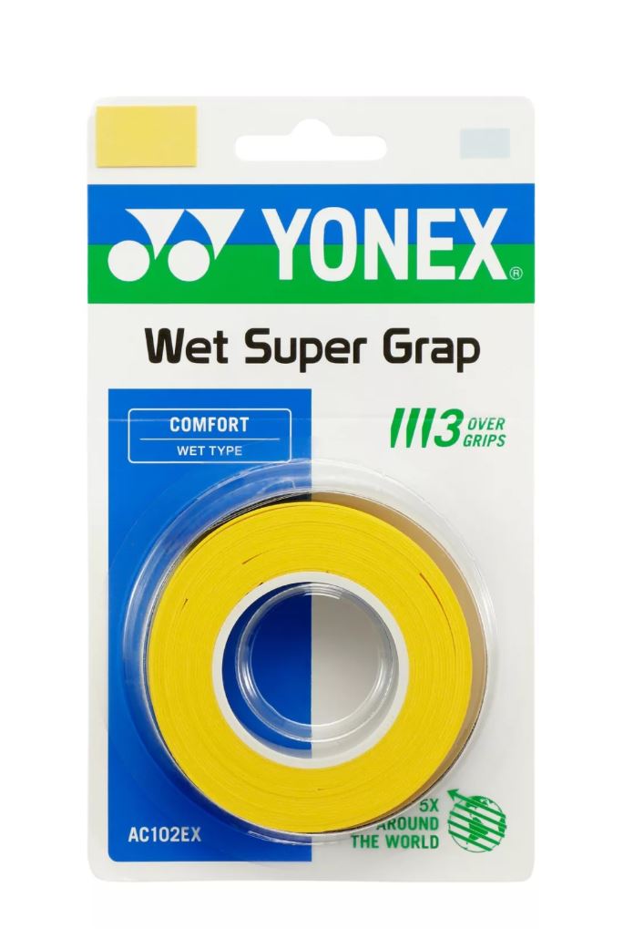 Yonex Wet Super Grap Overgrip (3 st., gul)