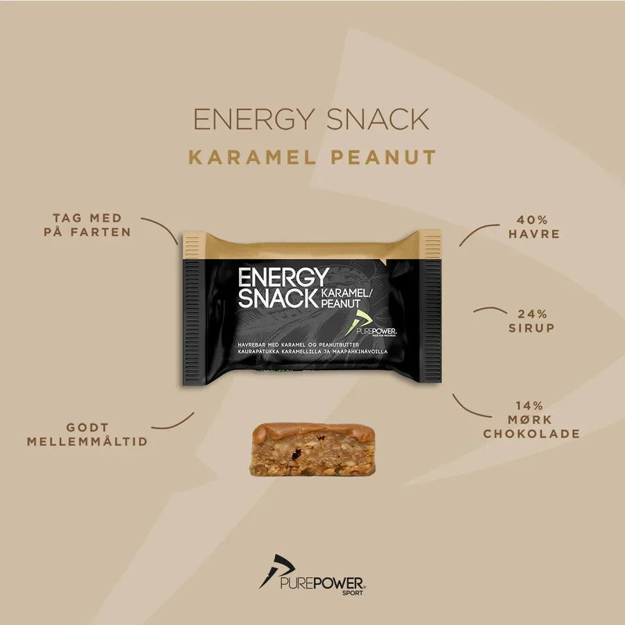 PurePower Energisnack Jordnöt/Karamell Smak (1 styck om 60 gram)