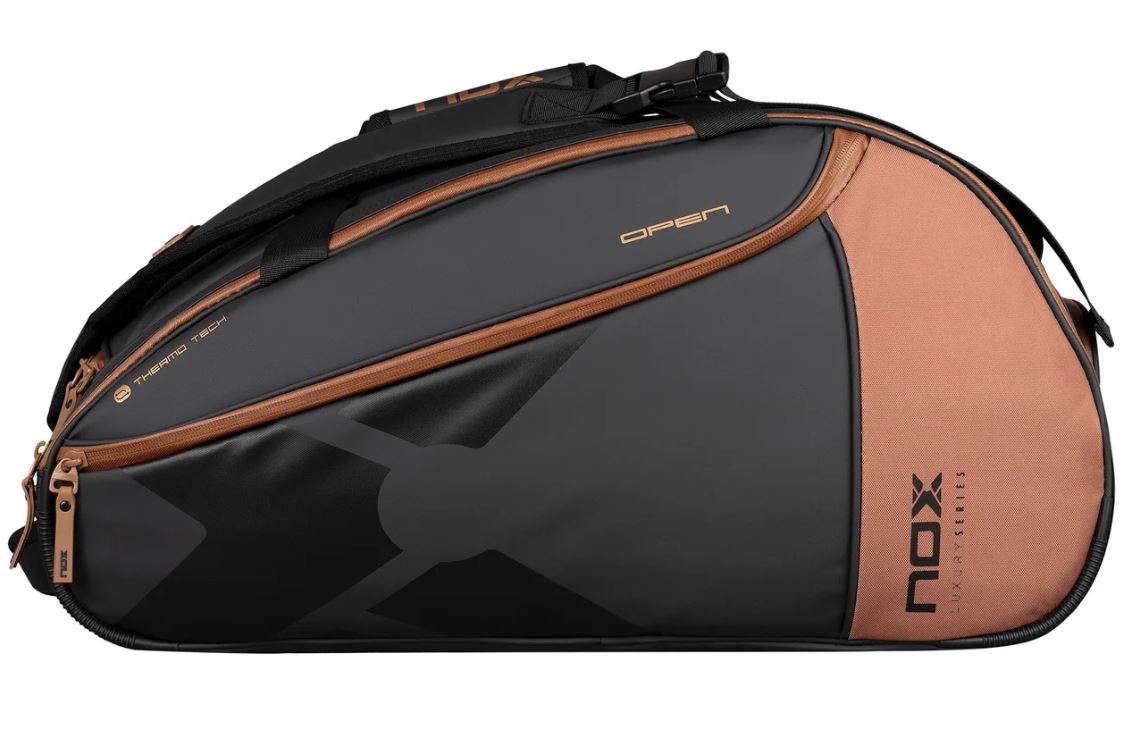 Nox Luxury Open Series Padel Bag (Black/Brown) - Mypadellife.com