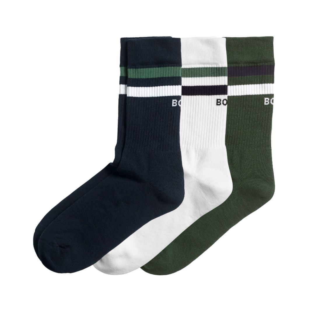 Björn Borg Classic Crew (3-pack, White/Green/Navy Blue) Strumpor