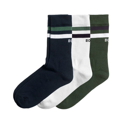 Björn Borg Classic Crew (3-pack, White/Green/Navy Blue) Strumpor
