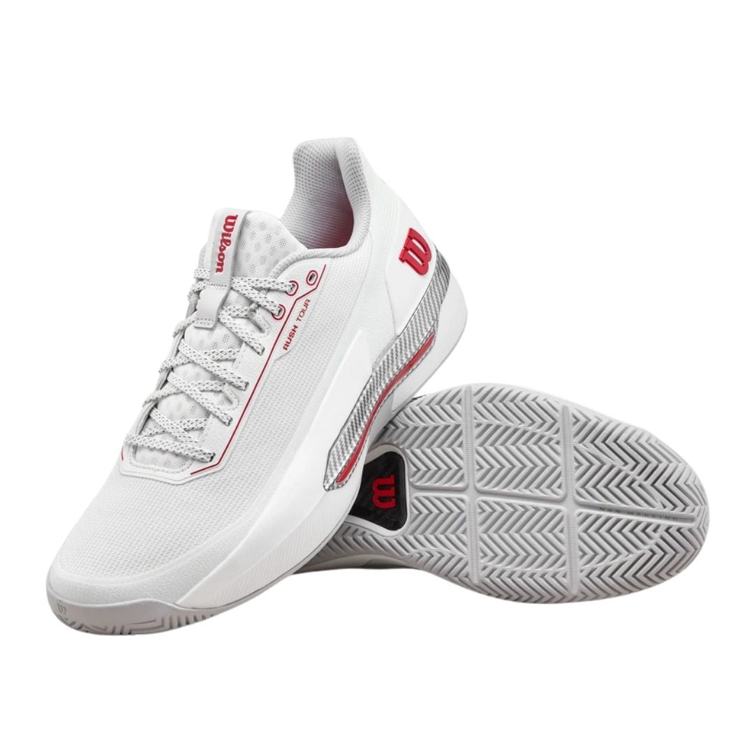 Wilson Rush Tour 5 CTC Padelskor (Bright White/Wilson Red/Microchip)