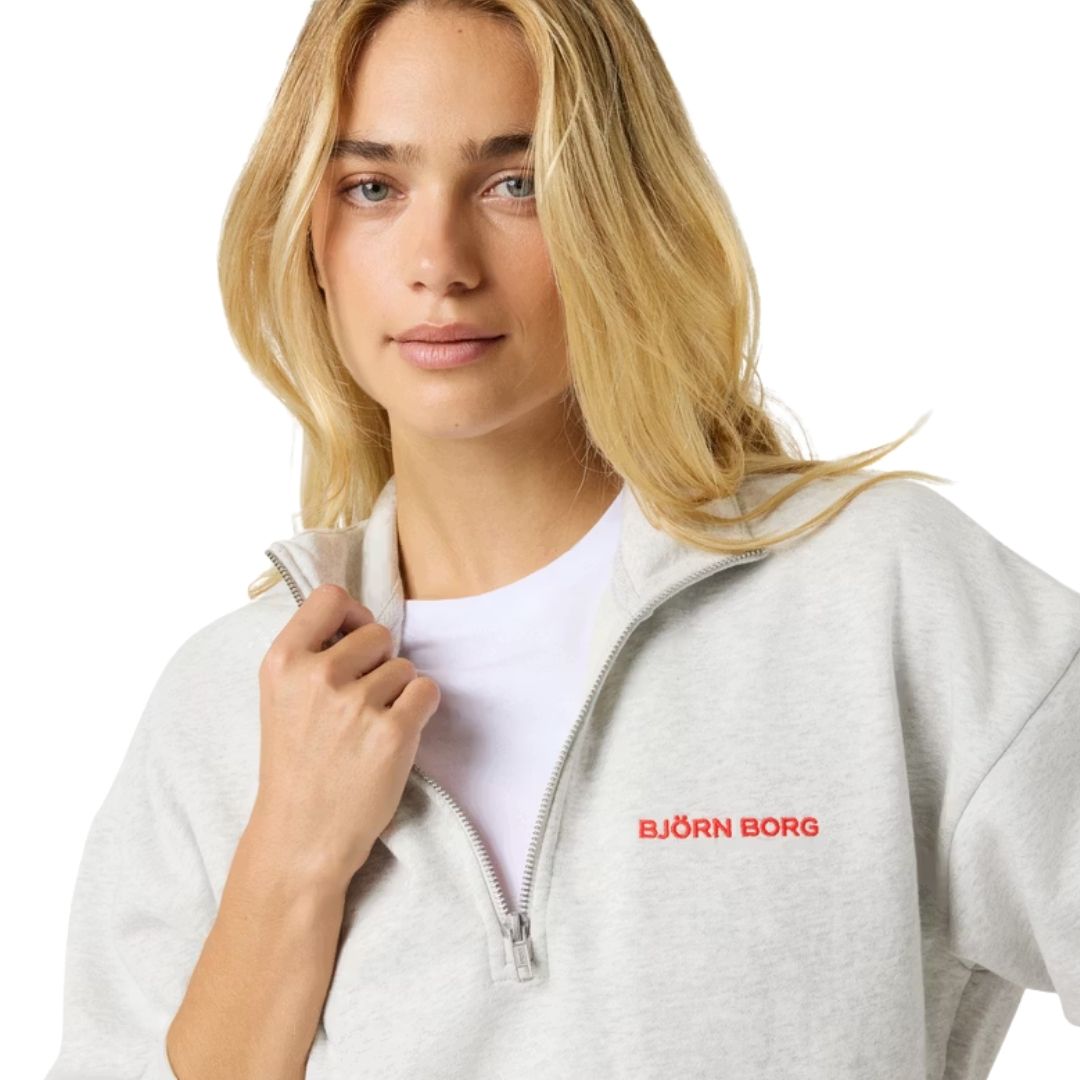 Björn Borg Halfzip Sweatshirt Dam (Ultra Light Grey Melange)