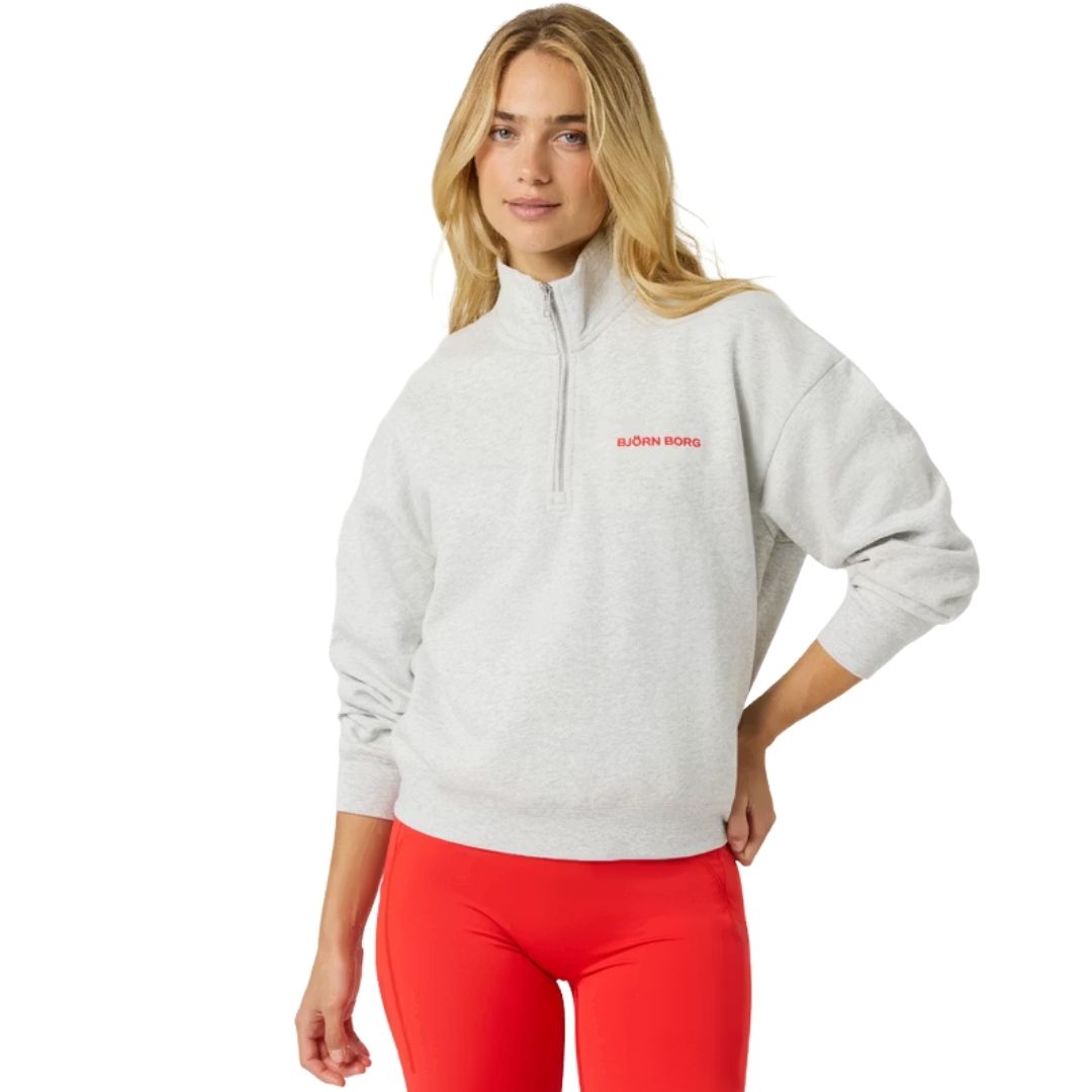 Björn Borg Halfzip Sweatshirt Dam (Ultra Light Grey Melange)