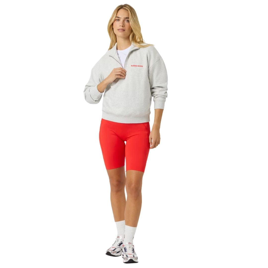 Björn Borg Halfzip Sweatshirt Dam (Ultra Light Grey Melange)
