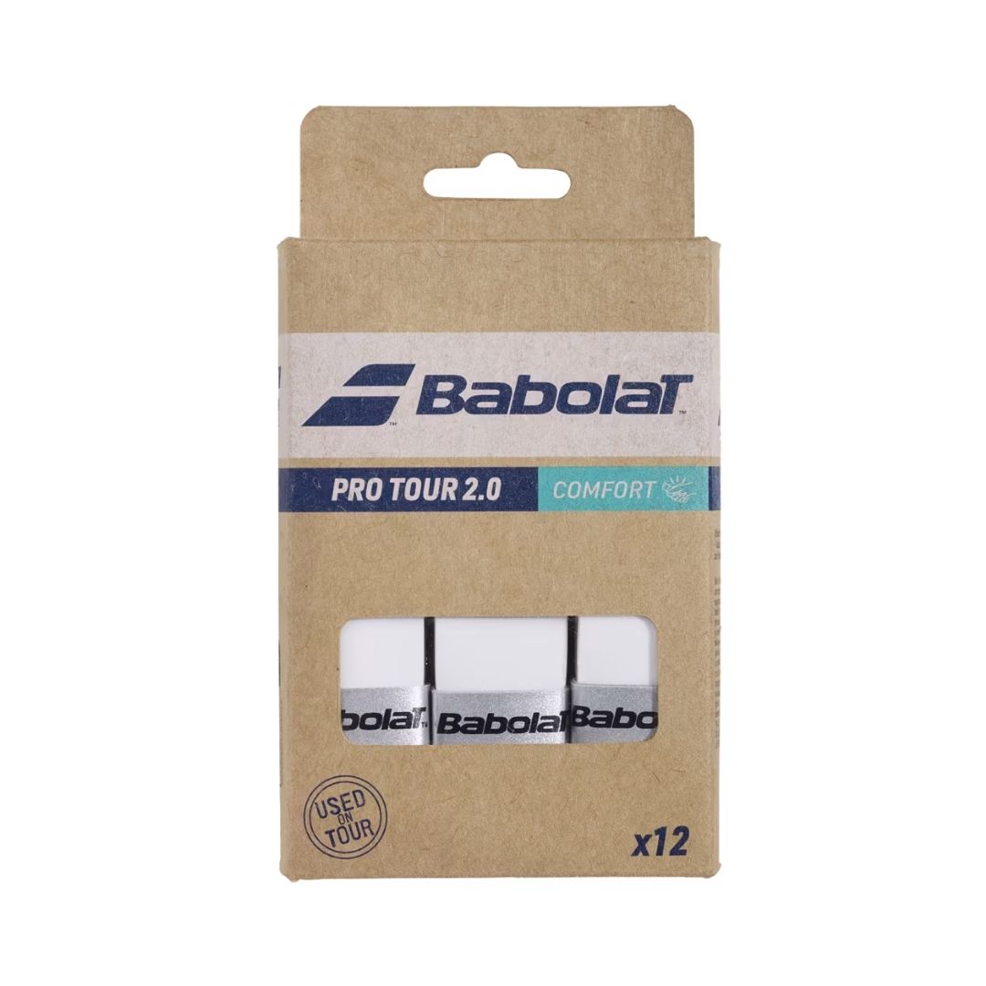 Babolat Pro Tour 2.0 Overgrips (12-Pack, White)