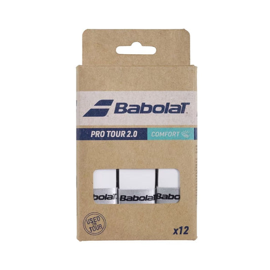 Babolat Pro Tour 2.0 Overgrips (12-Pack, White)