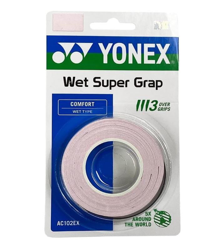 Yonex Wet Super Grap Overgrip (3-pack, Mist Pink)