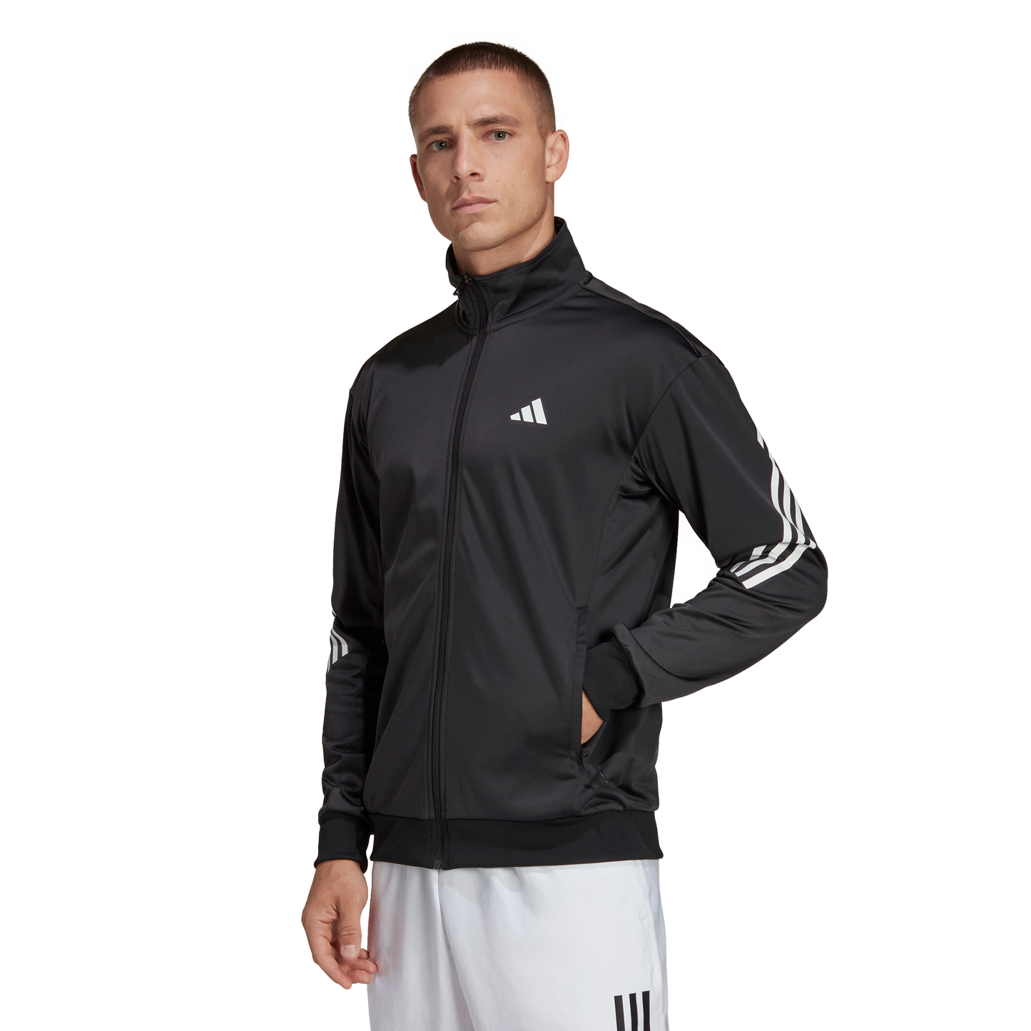 Adidas 3-Stripe Stickad jacka (svart)
